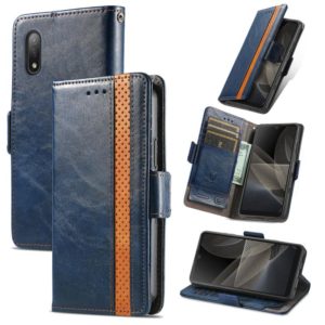 For Sony Xperia Ace II CaseNeo Business Splicing Dual Magnetic Buckle Horizontal Flip PU Leather Case with Holder & Card Slots & Wallet(Blue) (OEM)