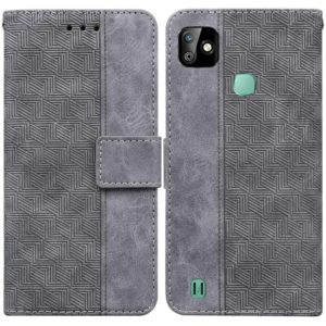 For Infinix Smart HD 2021 X612 Geometric Embossed Leather Phone Case(Grey) (OEM)