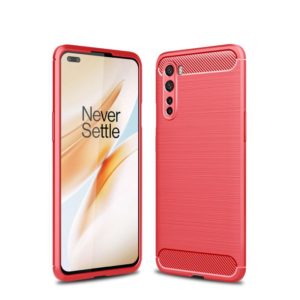 For OnePlus Nord Brushed Texture Carbon Fiber TPU Case(Red) (OEM)