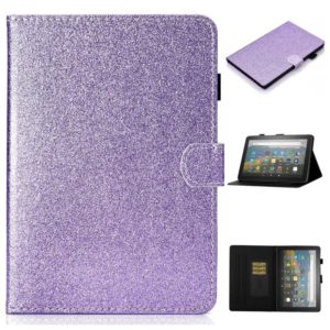 For Amazon Fire HD 10 (2021) Glitter Powder Horizontal Flip Leather Case with Card Slots & Holder & Sleep / Wake-up Function(Purple) (OEM)