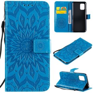 For Xiaomi Mi 10 Lite 5G Sun Embossing Pattern Horizontal Flip Leather Case with Card Slot & Holder & Wallet & Lanyard(Blue) (OEM)