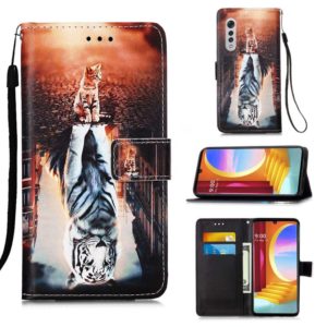 For LG Velvet 2 Pro Colored Drawing Pattern Plain Weave Horizontal Flip Leather Case with Holder & Card Slot & Wallet & Lanyard(Cats And Tigers) (OEM)