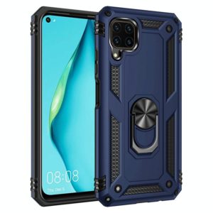For Huawei P40 Lite Shockproof TPU + PC Protective Case with 360 Degree Rotating Holder(Blue) (OEM)