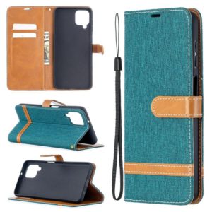For Samsung Galaxy A12 Lite Color Matching Denim Texture Horizontal Flip Leather Case with Holder & Card Slots & Wallet & Lanyard(Green) (OEM)