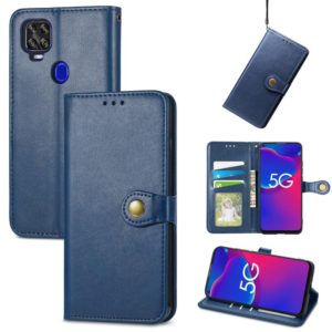 For ZTE Axon 11 SE 5G Solid Color Leather Buckle Phone Case with Lanyard & Photo Frame & Card Slot & Wallet & Stand Function(Blue) (OEM)