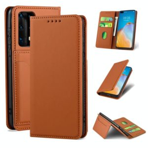 For Huawei P40 Pro Strong Magnetism Liquid Feel Horizontal Flip Leather Case with Holder & Card Slots & Wallet(Brown) (OEM)