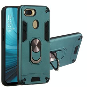 For OPPO A5s & A7 2 in 1 Armour Series PC + TPU Protective Case with Ring Holder(Dark Green) (OEM)