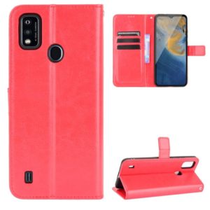 For ZTE Blade A51 Crazy Horse Texture Horizontal Flip Leather Case with Holder & Card Slots & Lanyard(Red) (OEM)