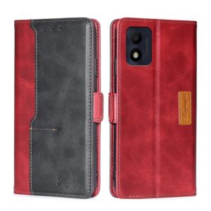 For Alcatel 1B 2022 Contrast Color Side Buckle Leather Phone Case(Red + Black) (OEM)