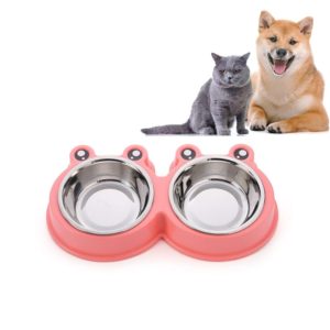 Stainless Steel Dog and Cat Double Bowl Pet Supplies(Pink) (OEM)