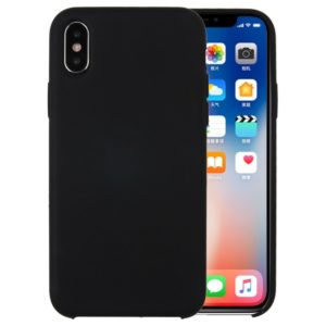For iPhone X / XS Pure Color Liquid Silicone + PC Dropproof Protective Back Cover Case(Black) (OEM)