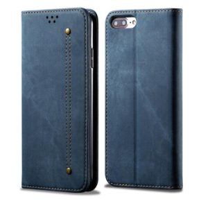 For iPhone 7 Plus / 8 Plus Denim Texture Casual Style Horizontal Flip Leather Case with Holder & Card Slots & Wallet(Blue) (OEM)