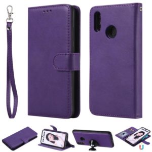For Huawei Honor 10 Lite Solid Color Horizontal Flip Protective Case with Holder & Card Slots & Wallet & Photo Frame & Lanyard(Purple) (OEM)