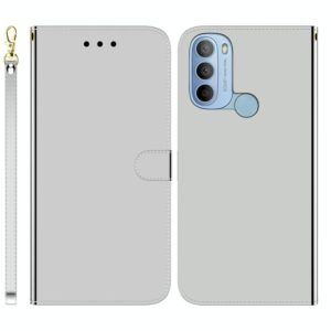 For Motorola Moto G31 4G Brazil Version with Fingerprint Imitated Mirror Surface Horizontal Flip Leather Phone Case(Silver) (OEM)