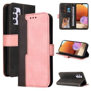 For Samsung Galaxy A32 4G Business Stitching-Color Horizontal Flip PU Leather Case with Holder & Card Slots & Photo Frame(Pink) (OEM)