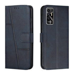 For Tecno Pova 2 Stitching Calf Texture Buckle Leather Phone Case(Blue) (OEM)
