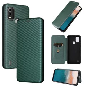 For Nokia C21 Plus Carbon Fiber Texture Flip Leather Phone Case(Green) (OEM)