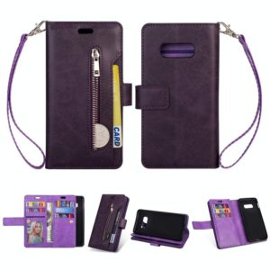 For Samsung Galaxy S10e Multifunctional Zipper Horizontal Flip Leather Case with Holder & Wallet & 9 Card Slots & Lanyard(Purple) (OEM)