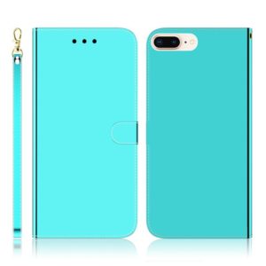 For iPhone 7 Plus / 8 Plus Imitated Mirror Surface Horizontal Flip Leather Case with Holder & Card Slots & Wallet & Lanyard(Mint Green) (OEM)