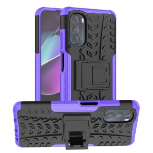 For Motorola Moto G 5G 2022 Tire Texture TPU + PC Phone Case with Holder(Purple) (OEM)