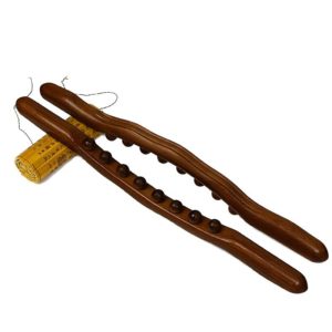 Eight-bead Beech Wood Carbonized Massage Stick Rolling Tendon Scraping Stick 53cm (OEM)