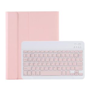 C-098B Candy Color Skin Feel Texture Bluetooth Keyboard Leather Case with Pen Holder For iPad Air 4 10.9 2020 / Air 5 10.9 2022 (Pink) (OEM)