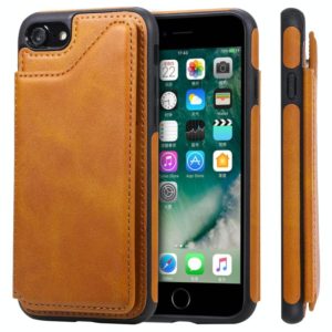 For iPhone 7 / 8 Shockproof Calf Texture Protective Case with Holder & Card Slots & Frame(Brown) (OEM)