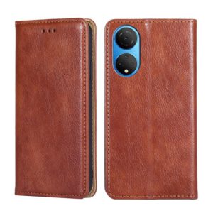 For Honor X7 4G Gloss Oil Solid Color Magnetic Leather Phone Case(Brown) (OEM)