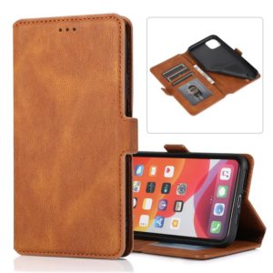 For iPhone 11 Pro Max Retro Magnetic Closing Clasp Horizontal Flip Leather Case with Holder & Card Slots & Photo Frame & Wallet(Brown) (OEM)