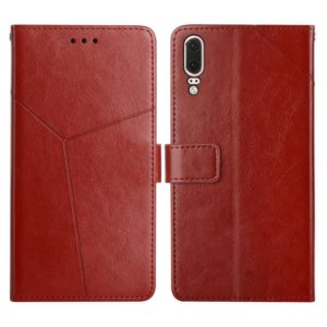 For Huawei P20 Y Stitching Horizontal Flip Leather Phone Case with Holder & Card Slots & Wallet & Photo Frame(Brown) (OEM)