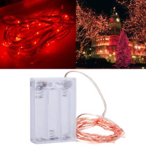 2m 100LM LED Copper Wire String Light, Red Light , 3 x AA Batteries Powered SMD-0603 Festival Lamp / Decoration Light Strip (OEM)