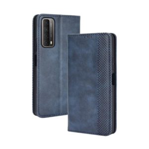 For Huawei P smart 2021/Y7a Magnetic Buckle Retro Crazy Horse Texture Horizontal Flip Leather Case with Holder & Card Slots & Photo Frame(Blue) (OEM)