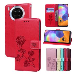 For Huawei nova 8i Rose Embossed Leather Phone Case(Red) (OEM)