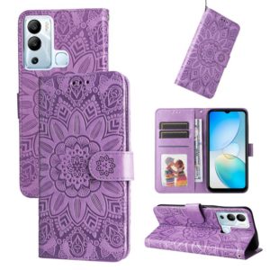 For Infinix Hot 12i Embossed Sunflower Leather Phone Case(Purple) (OEM)