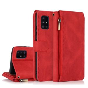 For Samsung Galaxy A51 5G Skin-feel Crazy Horse Texture Zipper Wallet Bag Horizontal Flip Leather Case with Holder & Card Slots & Wallet & Lanyard(Red) (OEM)