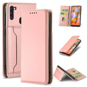 For Samsung Galaxy A11 Strong Magnetism Liquid Feel Horizontal Flip Leather Case with Holder & Card Slots & Wallet(Rose Gold) (OEM)