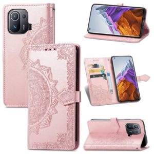 For Xiaomi Mi 11 Pro Mandala Embossing Pattern Horizontal Flip Leather Case with Holder & Card Slots & Wallet & Lanyard(Rose Gold) (OEM)