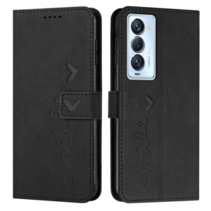 For Tecno Camon 18 Premier Skin Feel Heart Pattern Leather Phone Case(Black) (OEM)
