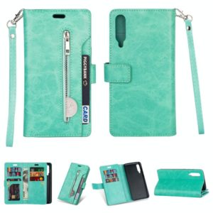 For Xiaomi Mi 9 / Mi 9 Explorer Multifunctional Zipper Horizontal Flip Leather Case with Holder & Wallet & 9 Card Slots & Lanyard(Mint Green) (OEM)