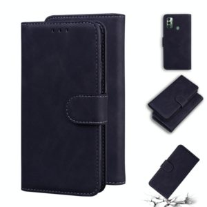For Tecno Spark 7 Skin Feel Pure Color Flip Leather Phone Case(Black) (OEM)