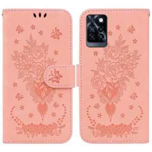 For Infinix Note 10 Pro X695 Butterfly Rose Embossed Leather Phone Case(Pink) (OEM)