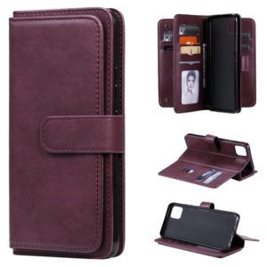 For OPPO Realme C11 Multifunctional Magnetic Copper Buckle Horizontal Flip Solid Color Leather Case with 10 Card Slots & Wallet & Holder & Photo Frame(Wine Red) (OEM)