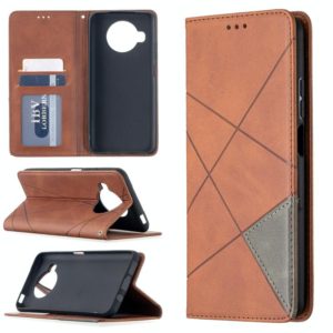 For Xiaomi Mi 10T Lite 5G Rhombus Texture Horizontal Flip Magnetic Leather Case with Holder & Card Slots(Brown) (OEM)