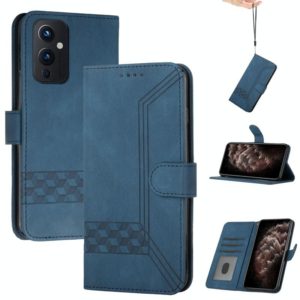 Cubic Skin Feel Flip Leather Phone Case For OnePlus 9(Blue) (OEM)