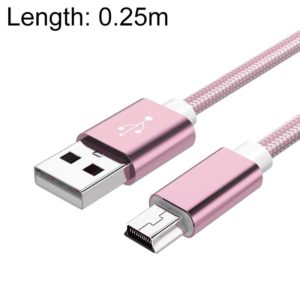 5 PCS Mini USB to USB A Woven Data / Charge Cable for MP3, Camera, Car DVR, Length:0.25m(Rose Gold) (OEM)