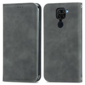 For Xiaomi Redmi 10X 4G / Redmi Note 9 Retro Skin Feel Business Magnetic Horizontal Flip Leather Case with Holder & Card Slots & Wallet & Photo Frame(Gray) (OEM)