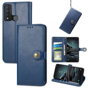 For TCL 20 XE Solid Color Leather Buckle Phone Case(Blue) (OEM)