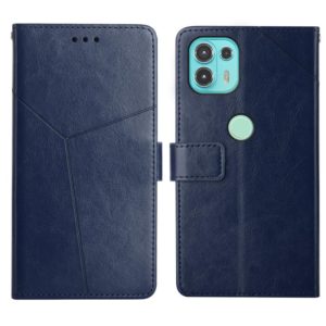 For Motorola Edge 20 Lite Y Stitching Horizontal Flip Leather Phone Case with Holder & Card Slots & Wallet & Photo Frame(Blue) (OEM)