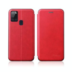 For Samsung Galaxy A21S Integrated Electricity Pressing Retro Texture Magnetic TPU+PU Leather Case with Card Slot & Holder(Red) (OEM)
