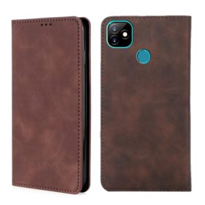For Infinix Itel Vision 1 Skin Feel Magnetic Horizontal Flip Leather Case with Holder & Card Slots(Dark Brown) (OEM)